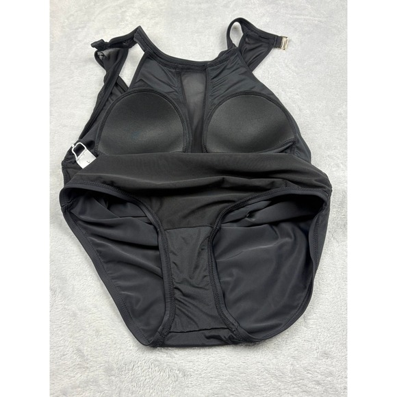 Black Mesh One Piece Swimsuit Bathing suit Minimalist Resort Luxe Sophisticated - Picture 10 of 12